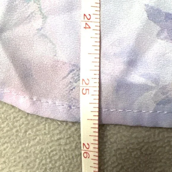 Torrid Floral Cold Shoulder Blouse 1X  Chiffon Pastel Purple Pink Green - Picture 5 of 5